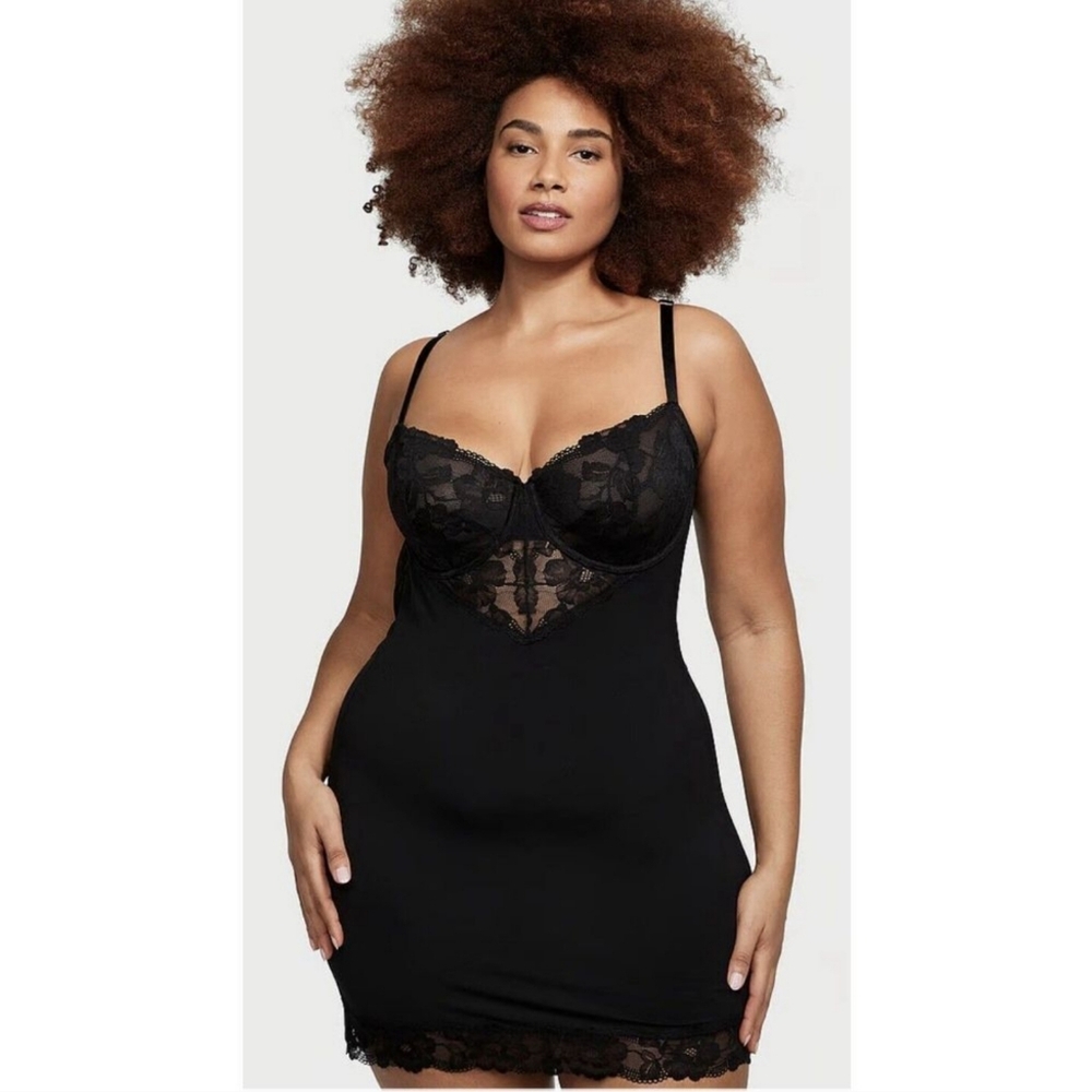 Victoria's Secret Modal & Lace Cupped Mini Slip Dress Black Size Small $59.95
